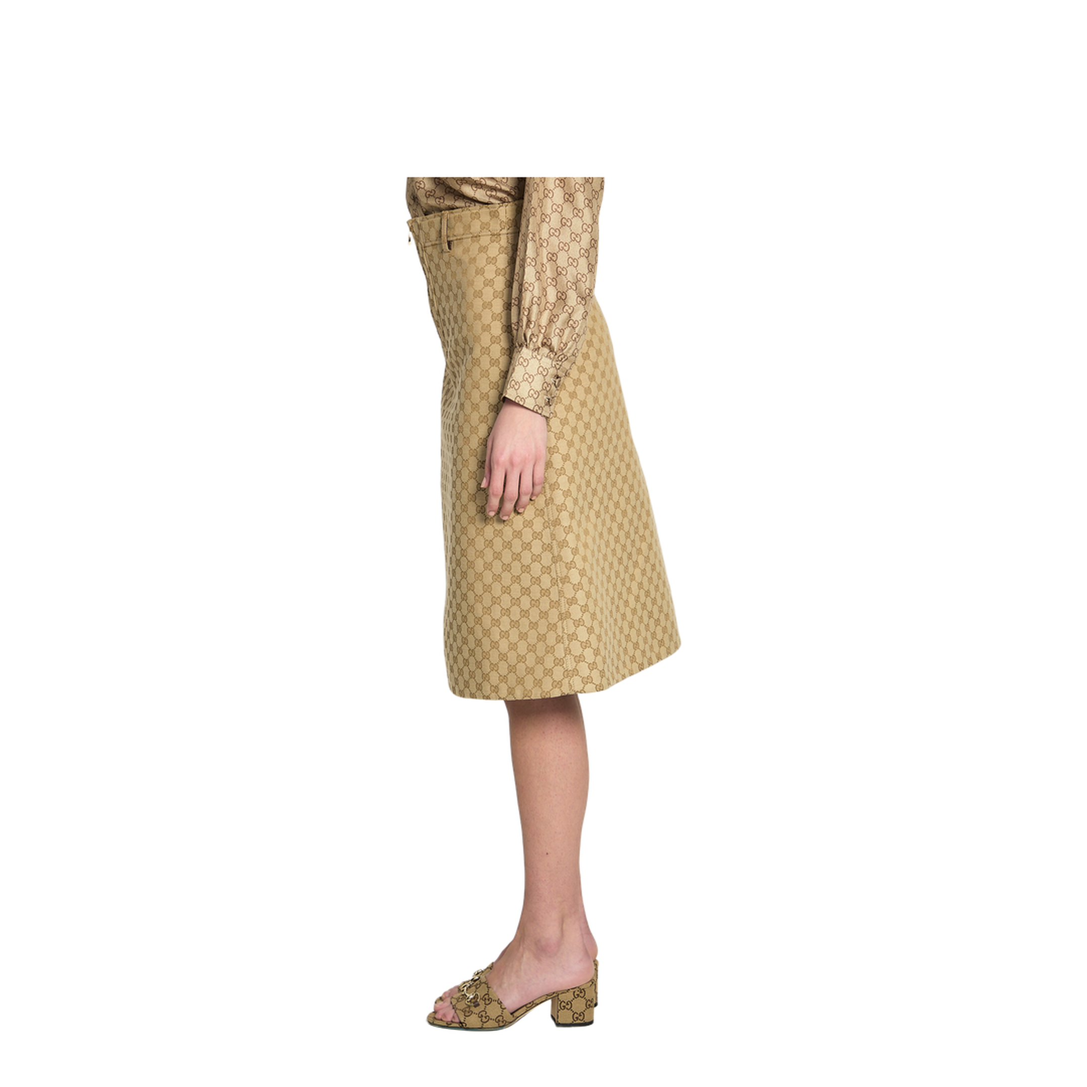 Cotton Canvas Fabric Skirt in Sand - Image 3