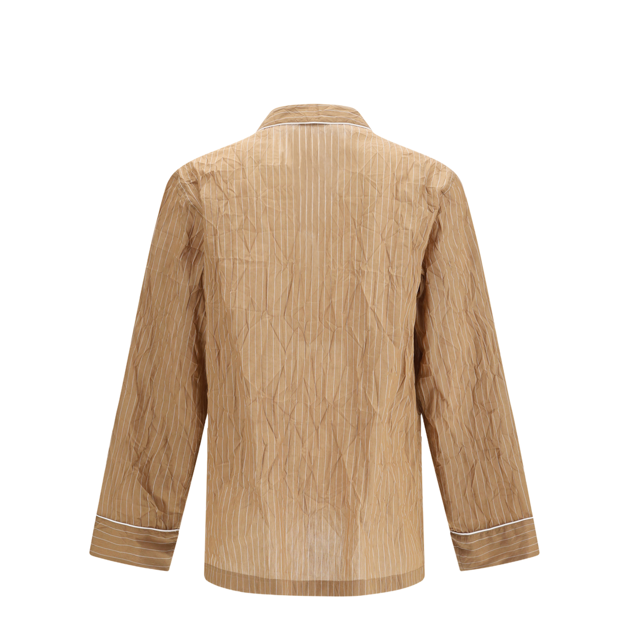 Vanity Shirt-style Robe in Froissé Striped Fabric - Image 2