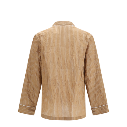 Vanity Shirt-style Robe in Froissé Striped Fabric - Image 2