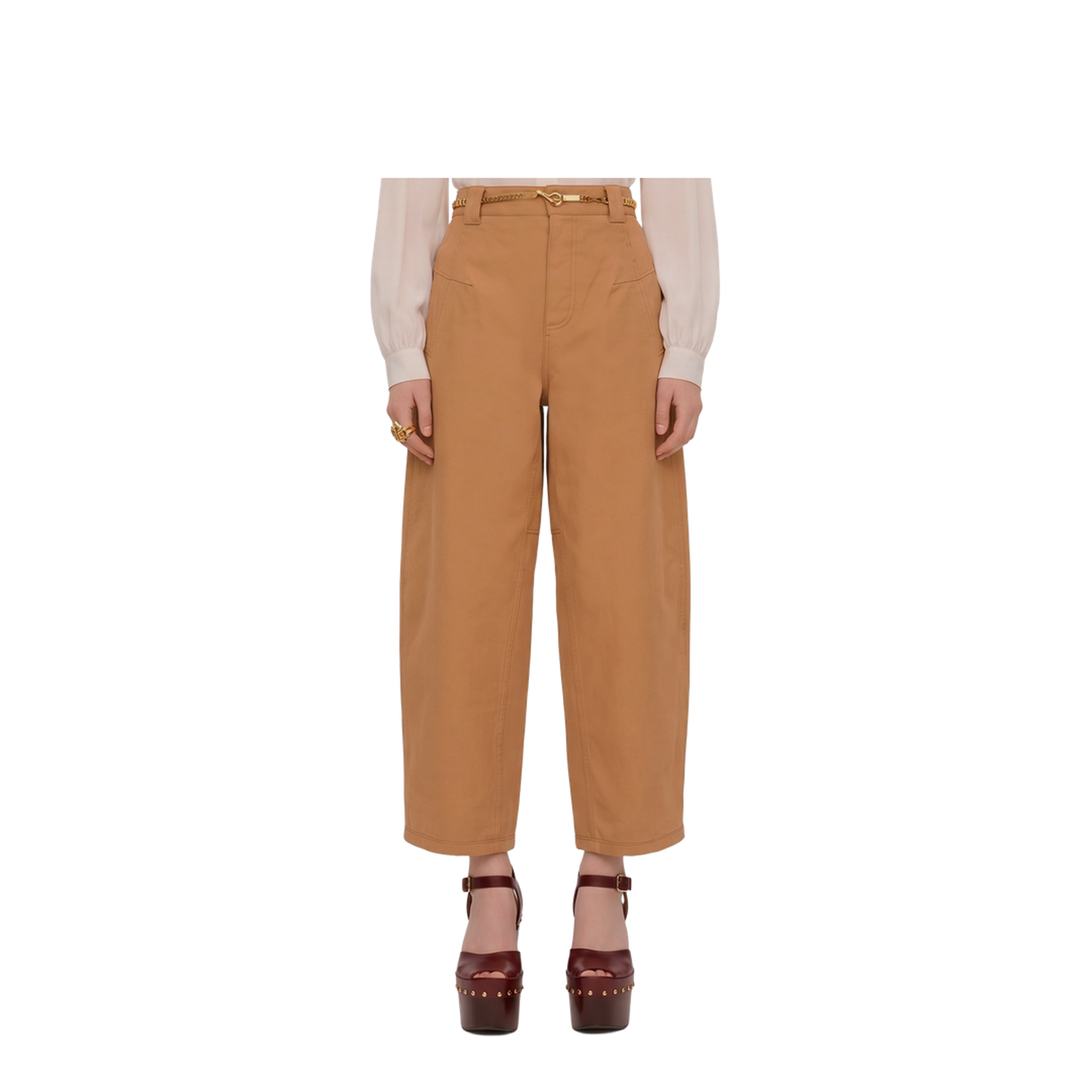 Barrel-leg pants in cotton canvas - Image 1