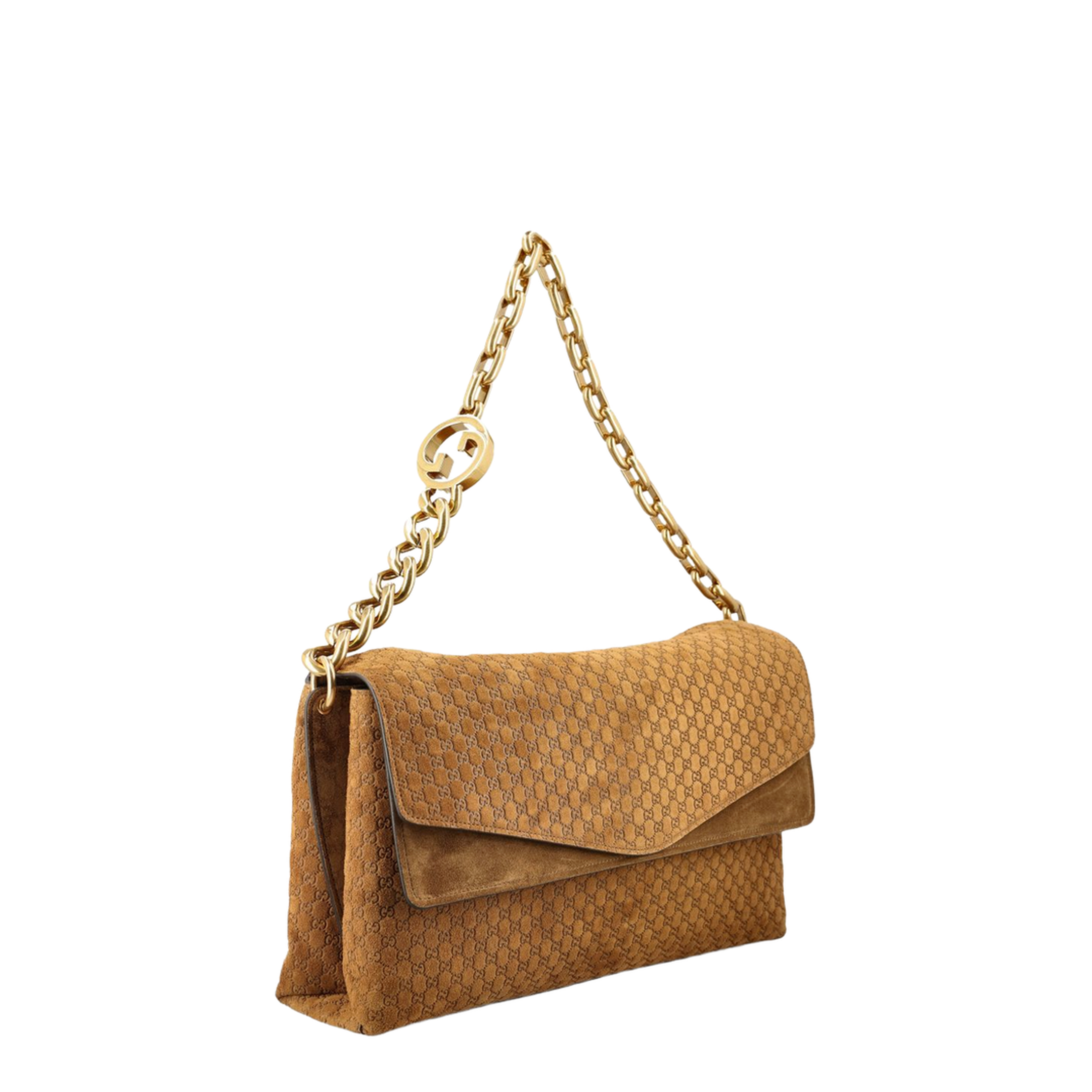 Large Shoulder Bag GG Suede Brown - Image 3