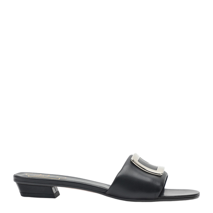 Square Buckle Leather Slides - Image 1