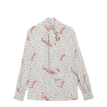 Vanilla Silk Shirt with Logo Print - Image 1