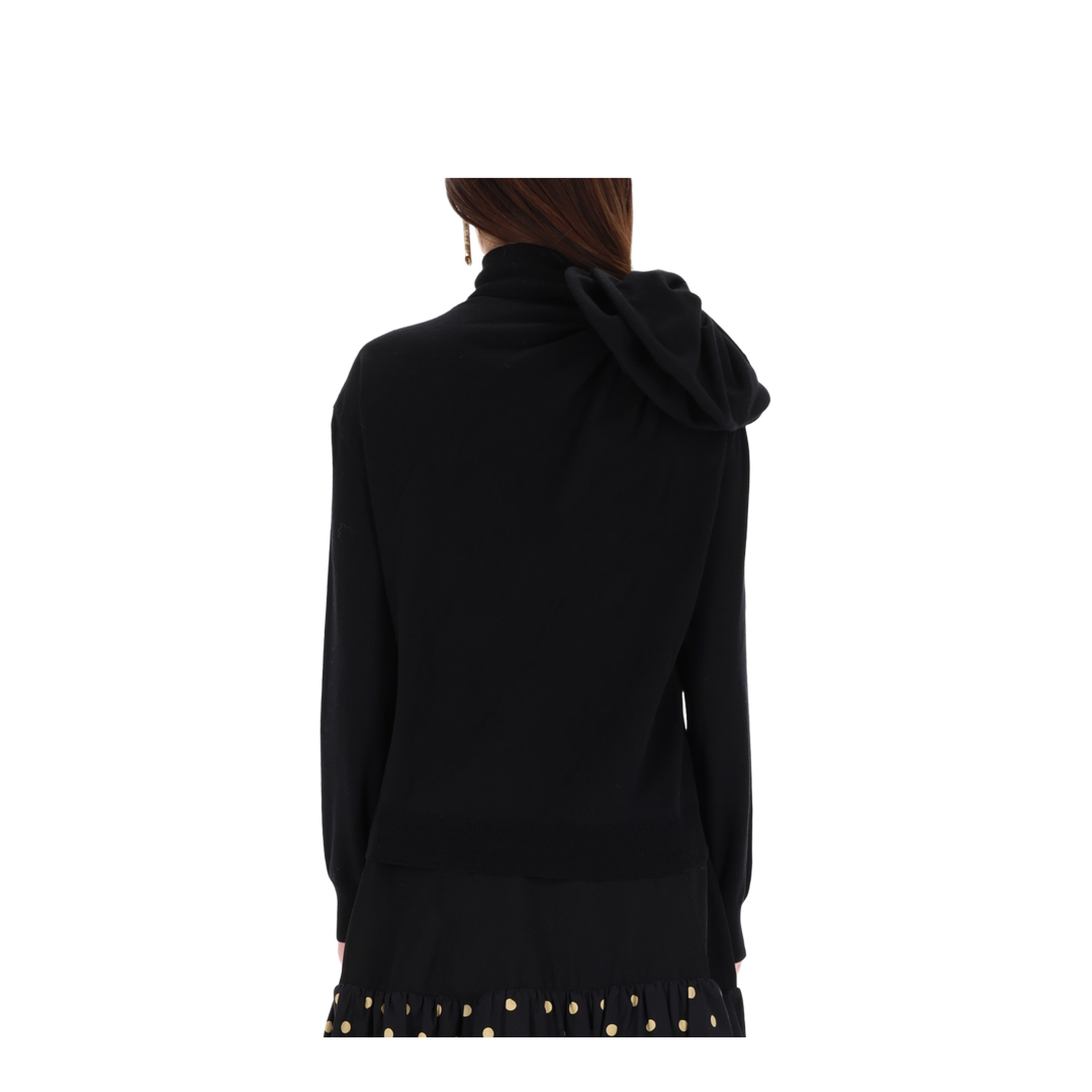 Black Turtleneck Sweater with Flower Detail - Image 3