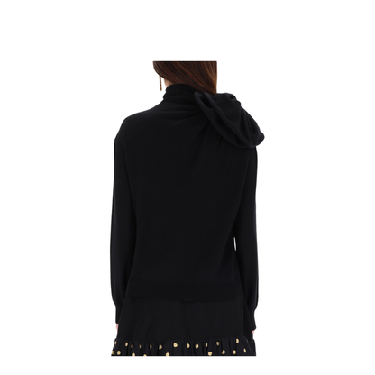 Black Turtleneck Sweater with Flower Detail - Image 3