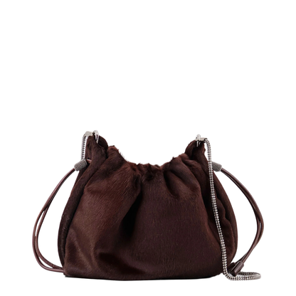 Chain Shoulder Bag with Drawstring Closure and Internal Pocket - Image 2