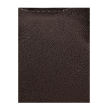 Chocolate Brown Leather Drawstring Closure Bag - Image 2