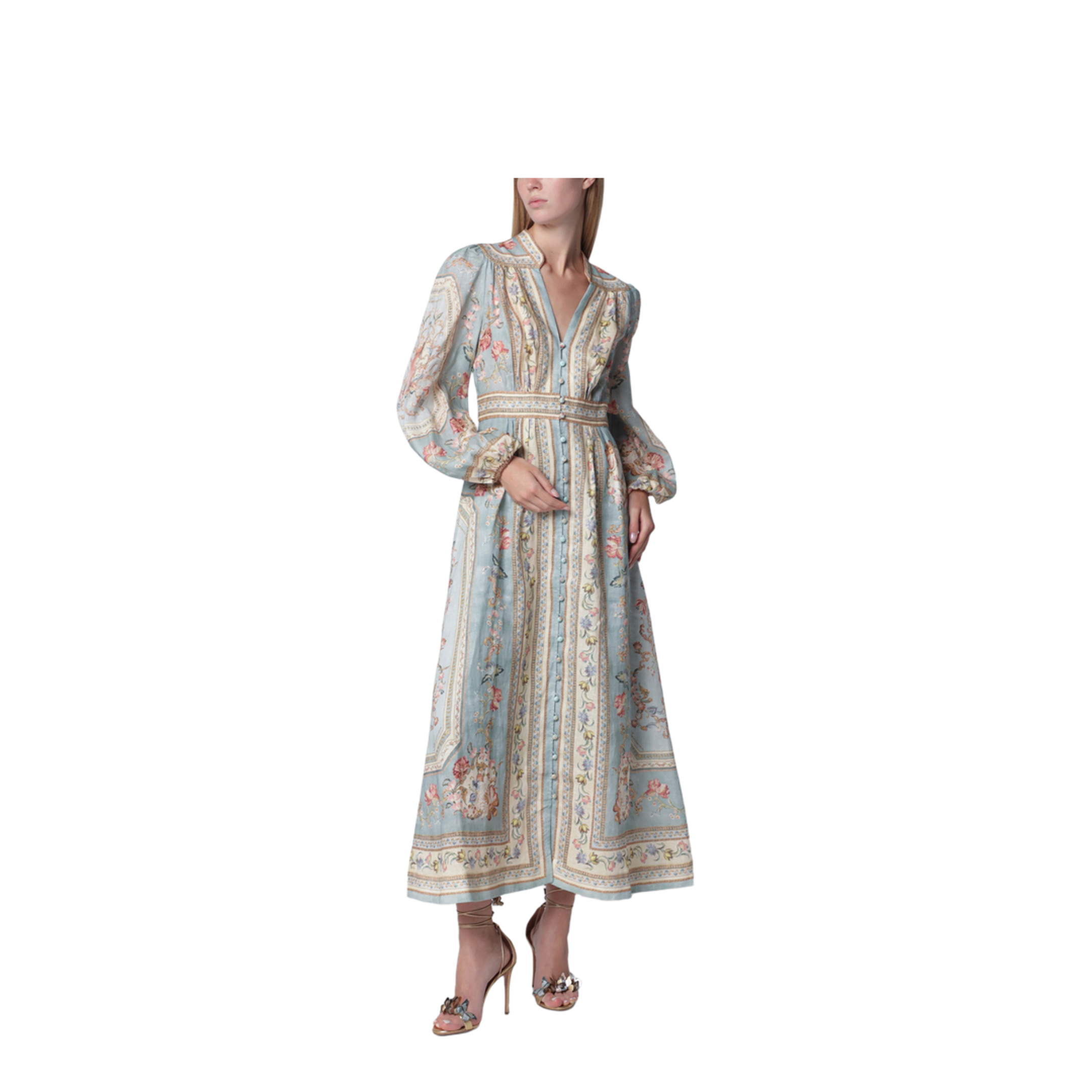 Roselight Midi Dress in Floral Linen - Image 1