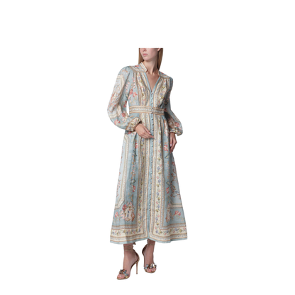 Roselight Midi Dress in Floral Linen - Image 1