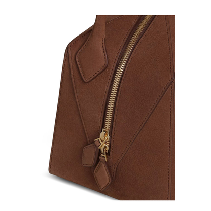 Le Bouledogue Medium Nubuck Calf Leather Top-Handle Bag - Brown - Image 3
