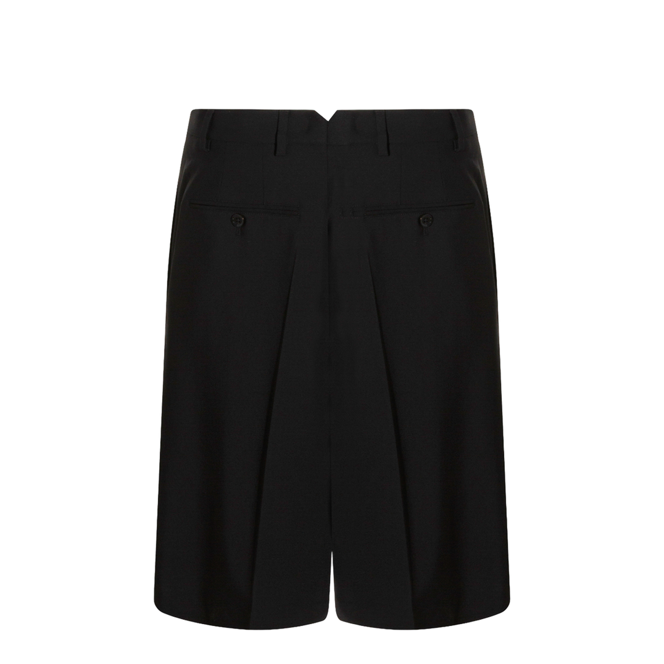 Black Pleated Bermuda Shorts in Cotton - Image 3