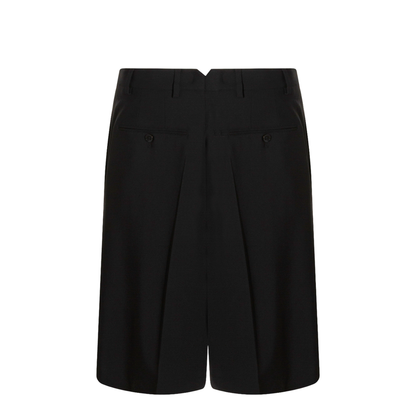 Black Pleated Bermuda Shorts in Cotton - Image 3