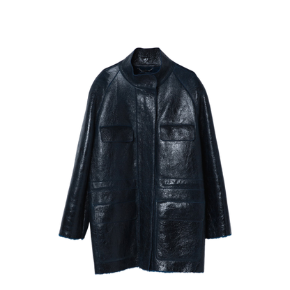Dark Blue Sheepskin Jacket - Image 1