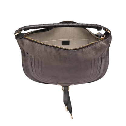 Marcie Suede Calfskin Shoulder Bag - Kohl Brown - Image 4