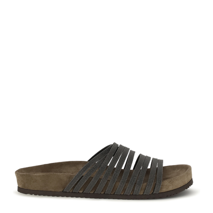 Lace-up Slides with monili embellishment - Image 1