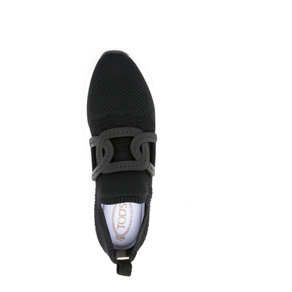 Black Fabric Chain-Link Detailing Sock-Style Ankle Shoes - Image 3