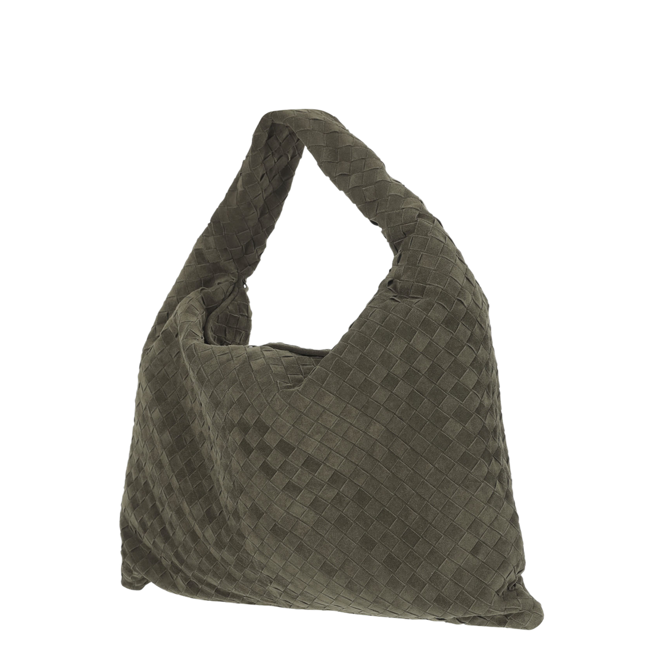 Hop Large Intrecciato Shoulder Bag Suede Mud - Image 2
