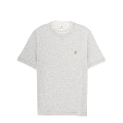 T-Shirt with Faux-Layering in Pearl Grey - Image 1