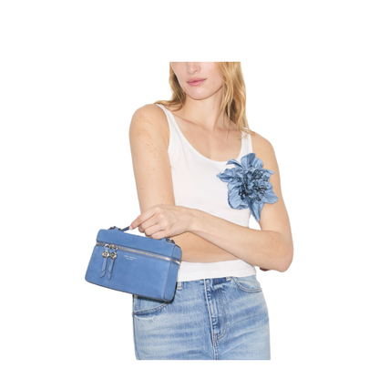 Romy Slim Nubuck Top Handle Crossbody - Soft Blue - Image 4