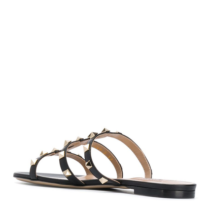 Rockstud Leather Flat Sandals - Image 3