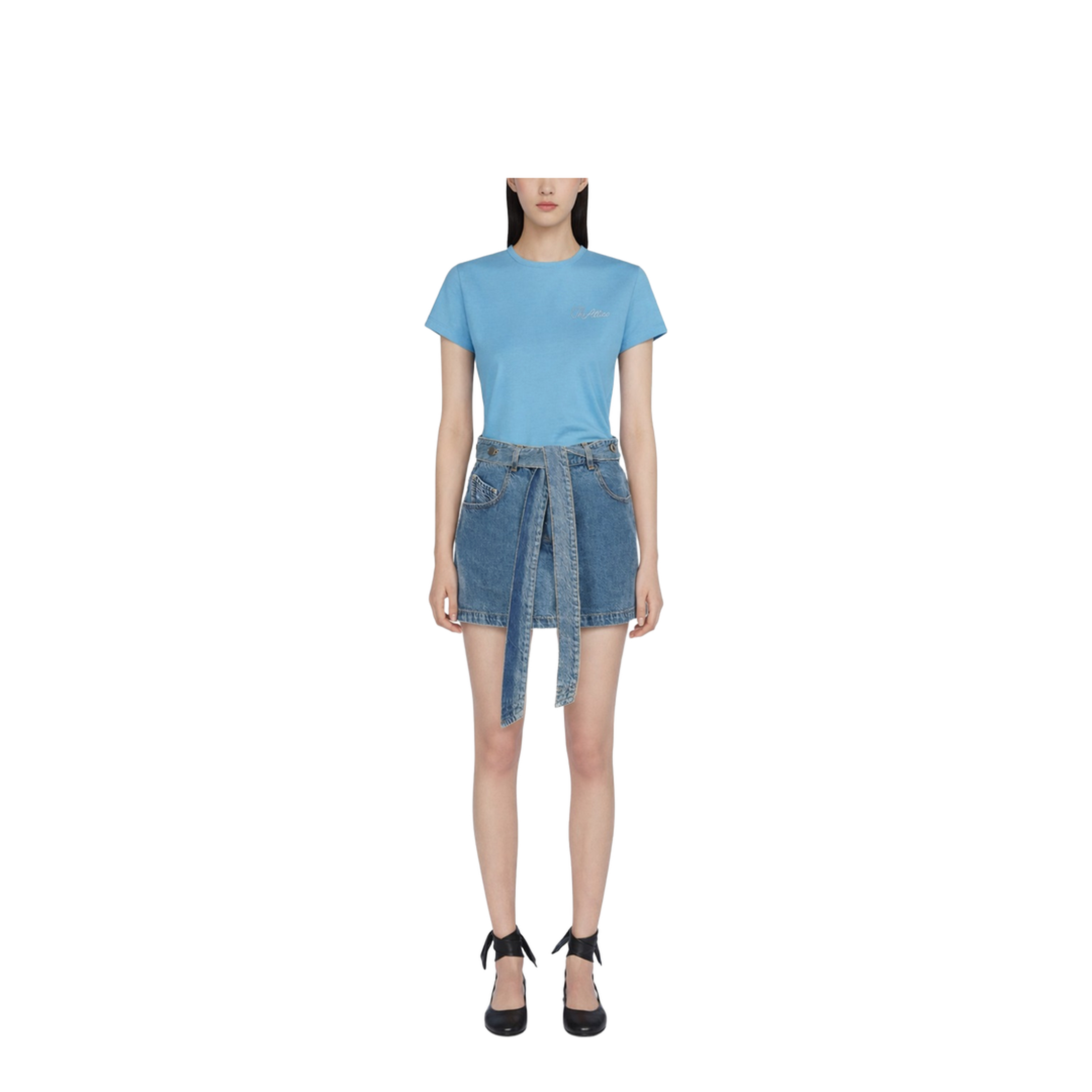 Denim Skirt with Belt - Image 2
