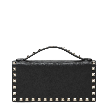 Black Rockstud Leather Wallet with Chain - Image 1