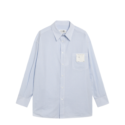 White/Light Blue Striped Cotton Shirt - Image 1