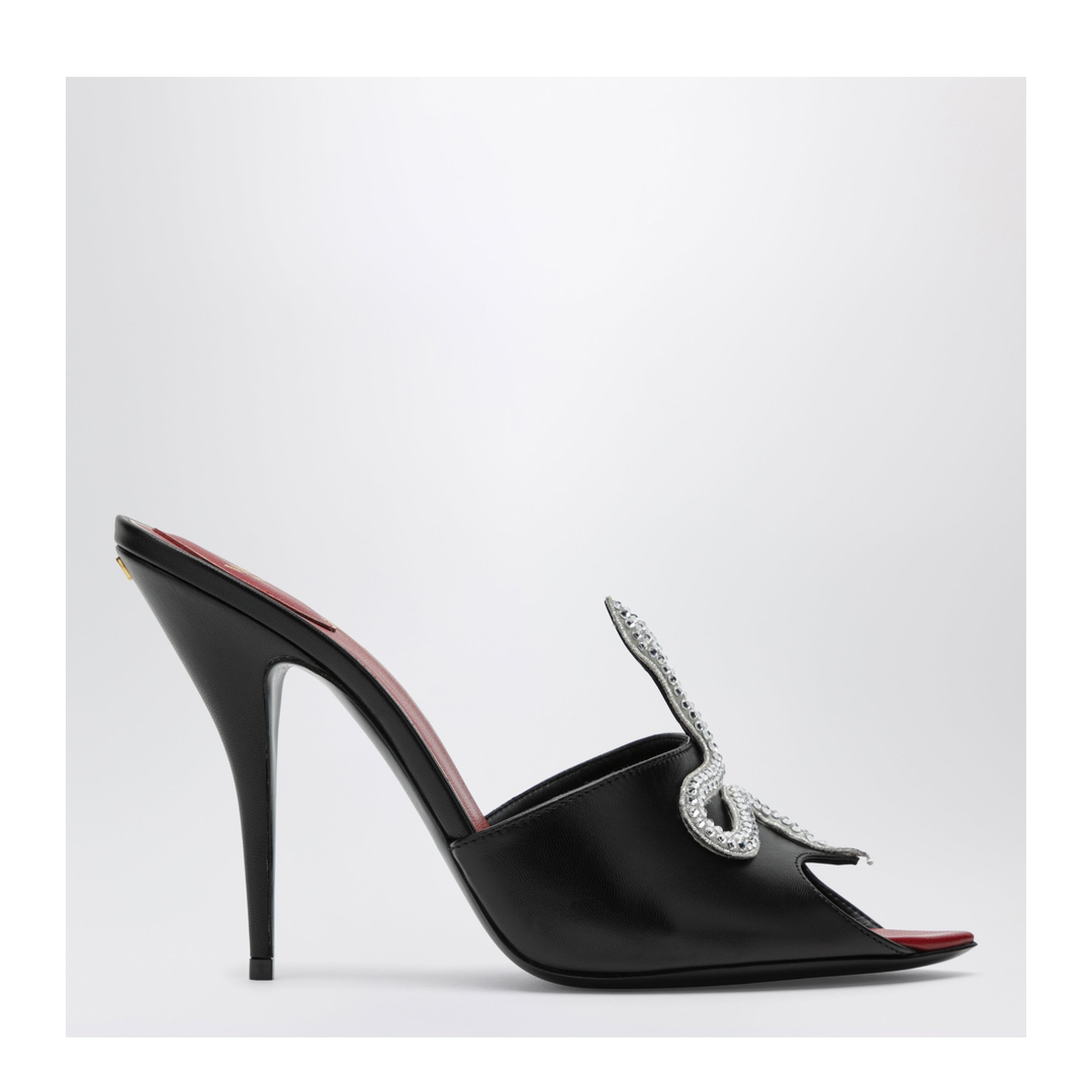 Black Coeur Vipère Slide Sandals in Goatskin - Image 1