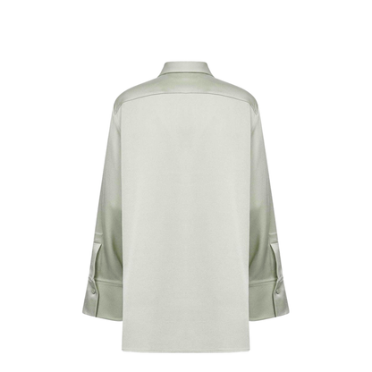 Women's Satin Shirt Green - Image 3