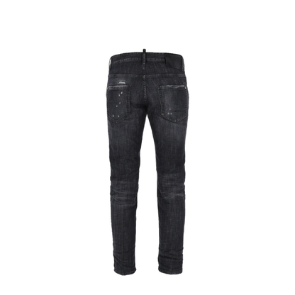 Black Washed-Effect Distressed Jeans - Image 3