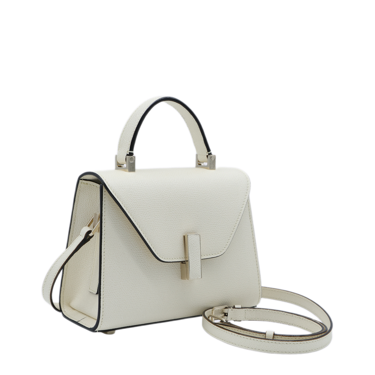 Iside Micro Millepunte Calf Leather Crossbody - White / Pergamena - Image 3