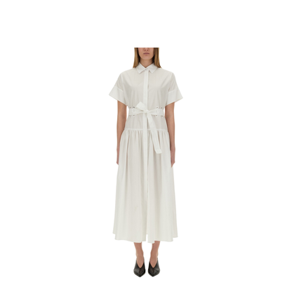 Belted Short-sleeved Midi Dress - Image 1
