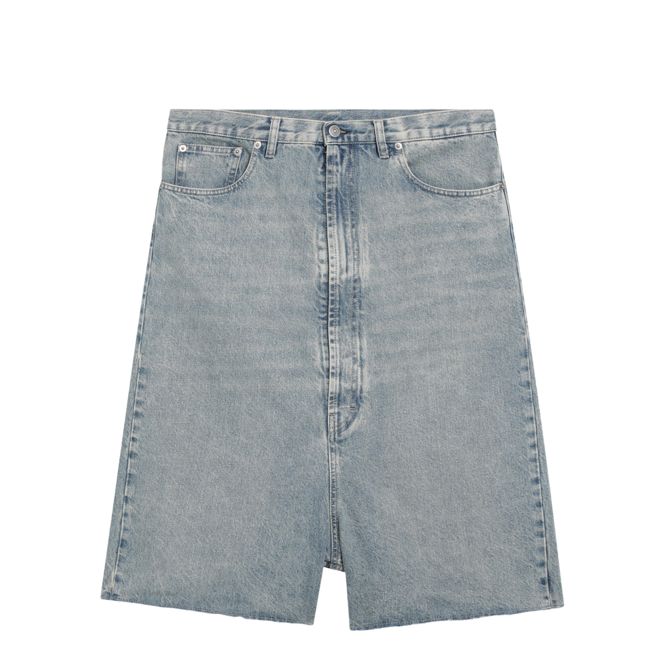 Low-crotch denim bermuda shorts in ice blue - Image 1