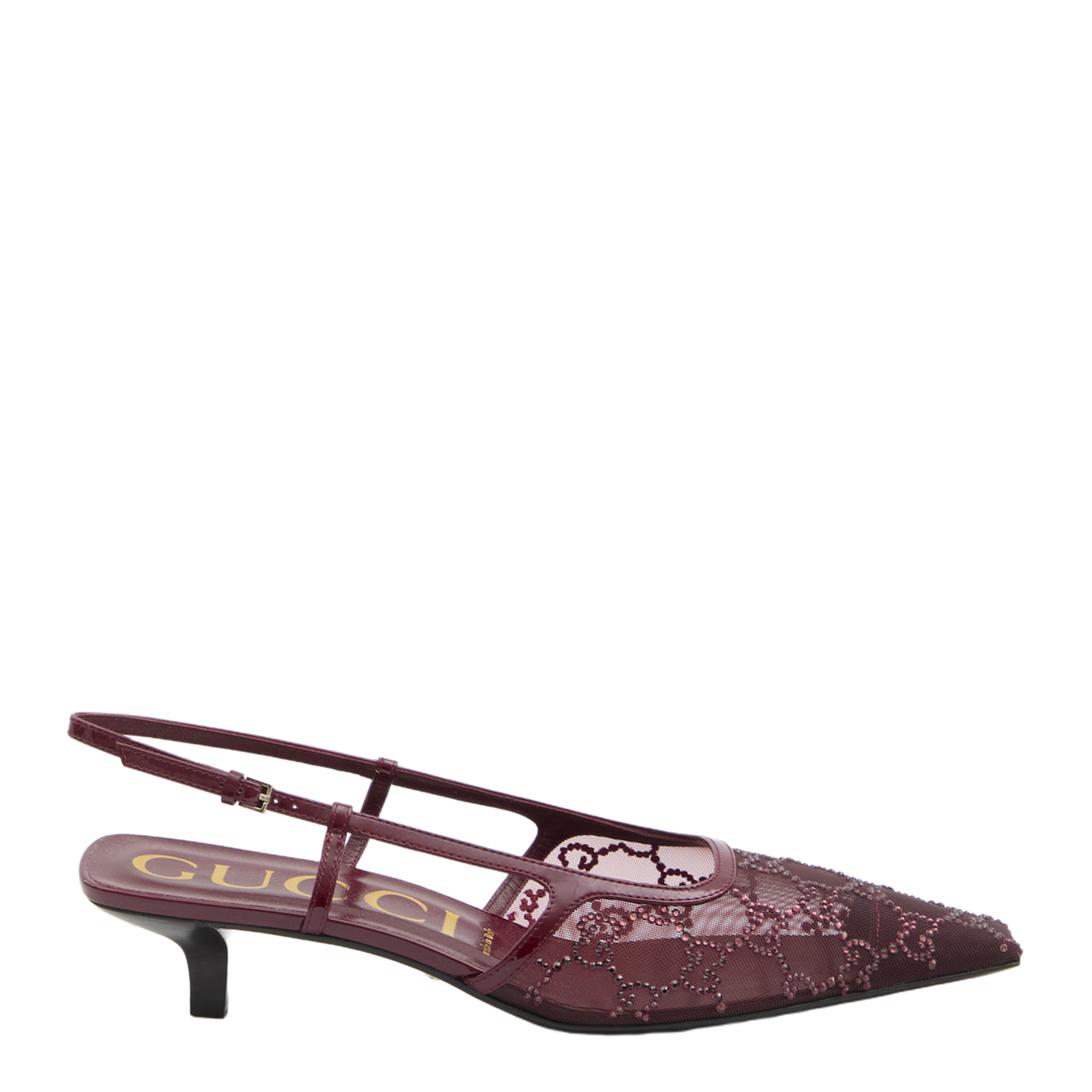 GG Crystal Slingback Pump in Rosso Ancora Mesh - Image 1