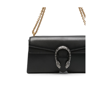 Medium Shoulder Bag in Black Leather - Image 3