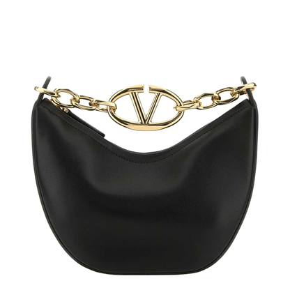 Garavani Black Leather Small Hobo Vlogo Moon Handbag - Image 1