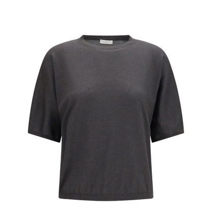 Short-sleeve Cashmere and Silk Sweater - Image 1