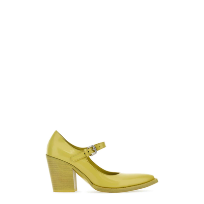 Acid Green Leather Pumps - Image 1