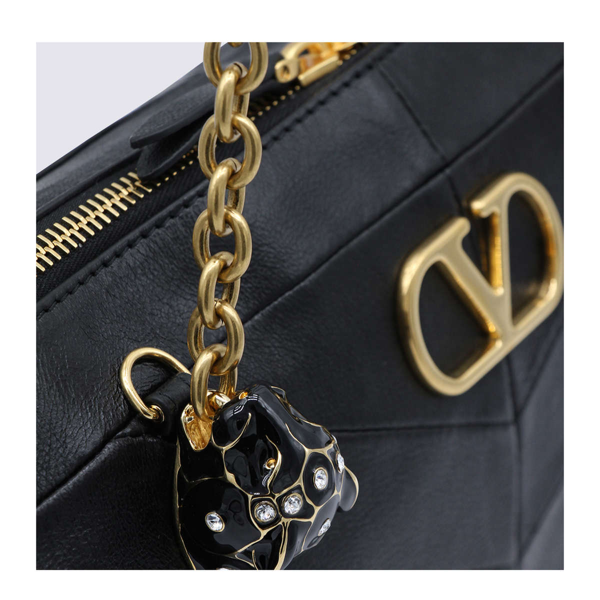 Panthea Nappa Leather Shoulder Bag - Black - Image 8