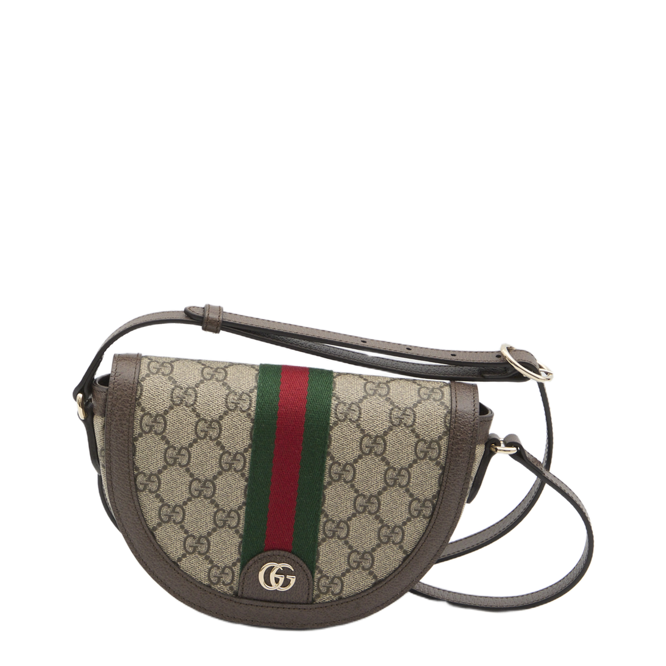 Ophidia Small GG Monogram Coated Fabric Shoulder Bag - Beige and Dark Brown - Image 1