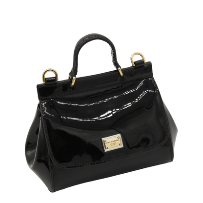 Sicily Mini Patent Leather Bag - Black - Image 6