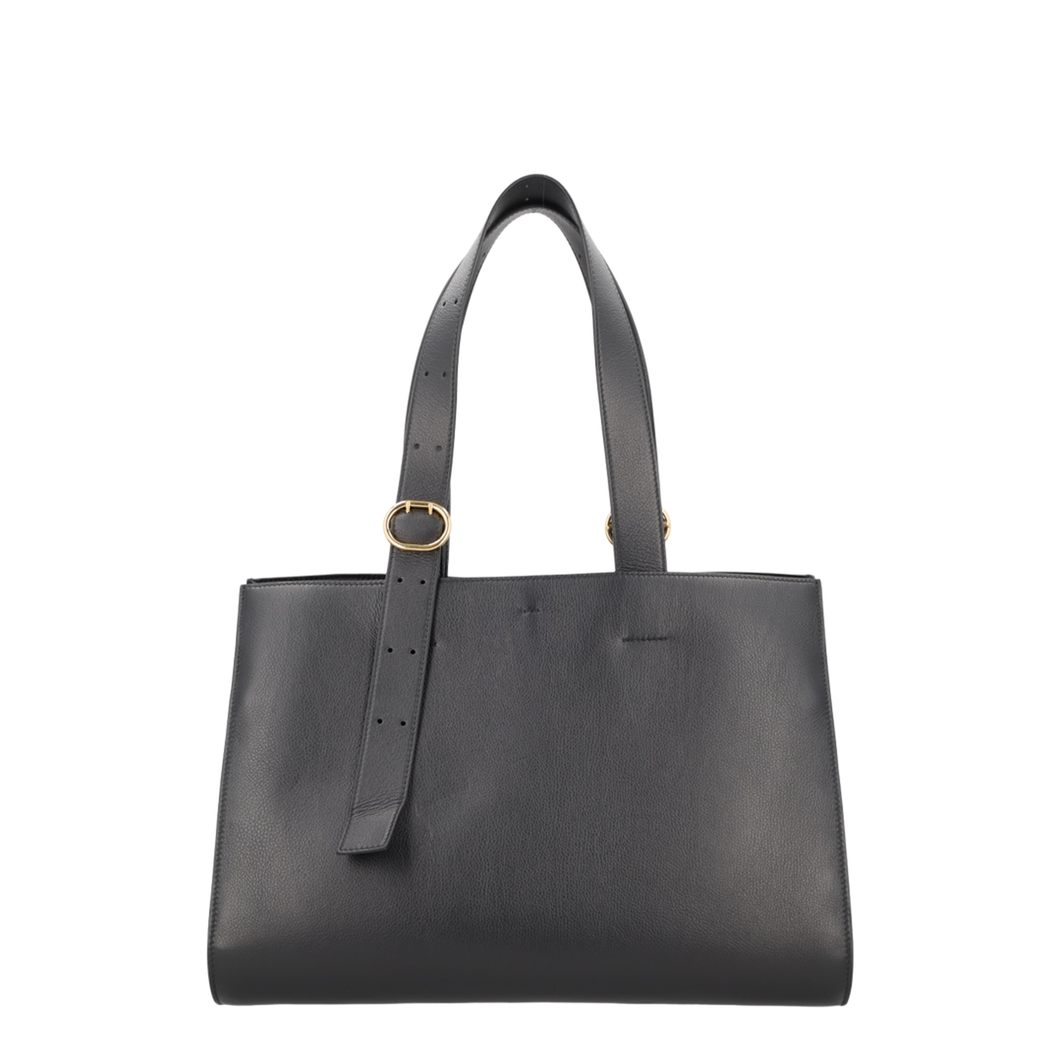 Black Leather Shopping Bag - Image 3