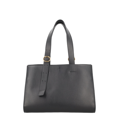 Black Leather Shopping Bag - Image 3