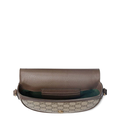 Ophidia Small GG Monogram Coated Fabric Shoulder Bag - Beige and Dark Brown - Image 2