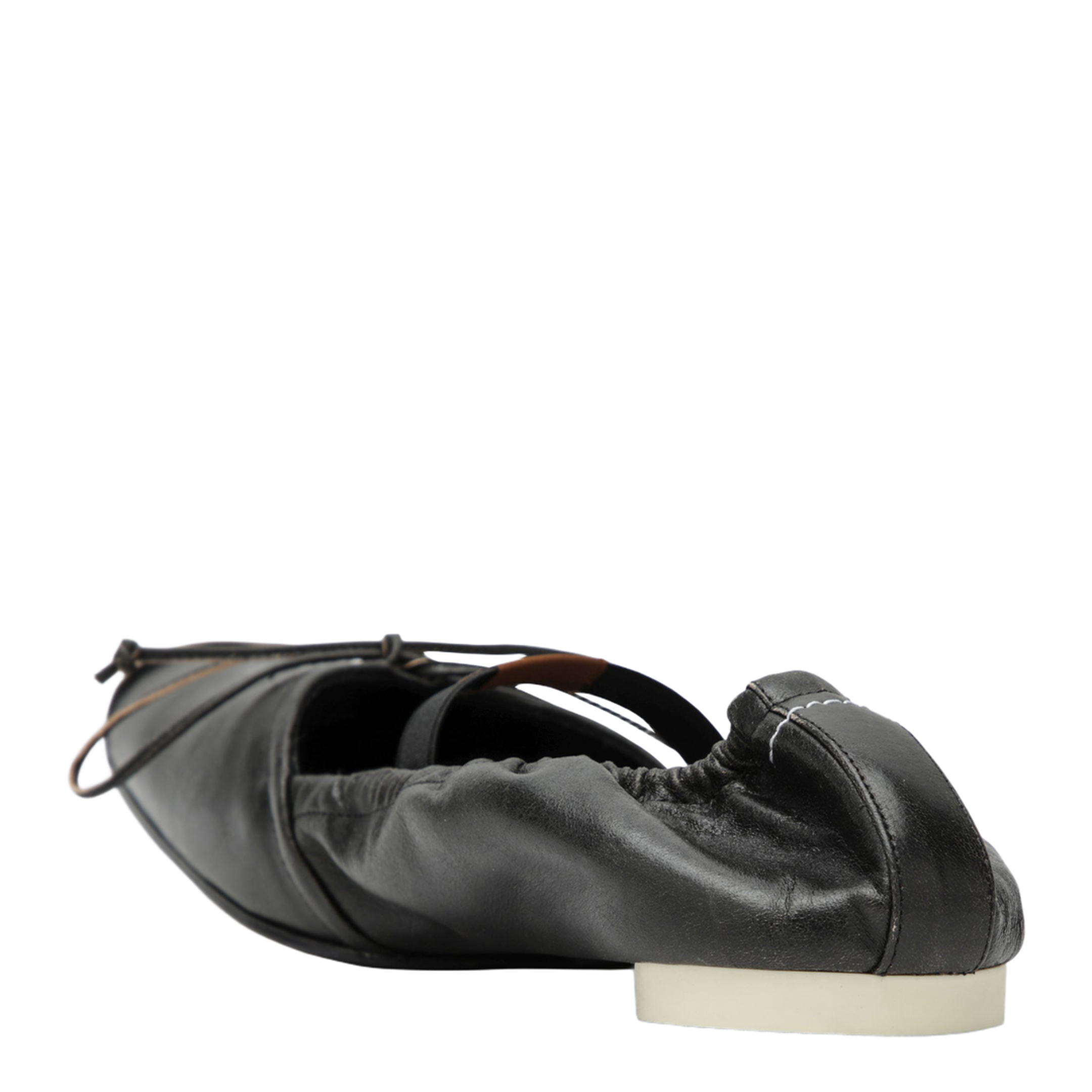 Square-toe ballerinas in brown calfskin leather - Image 2