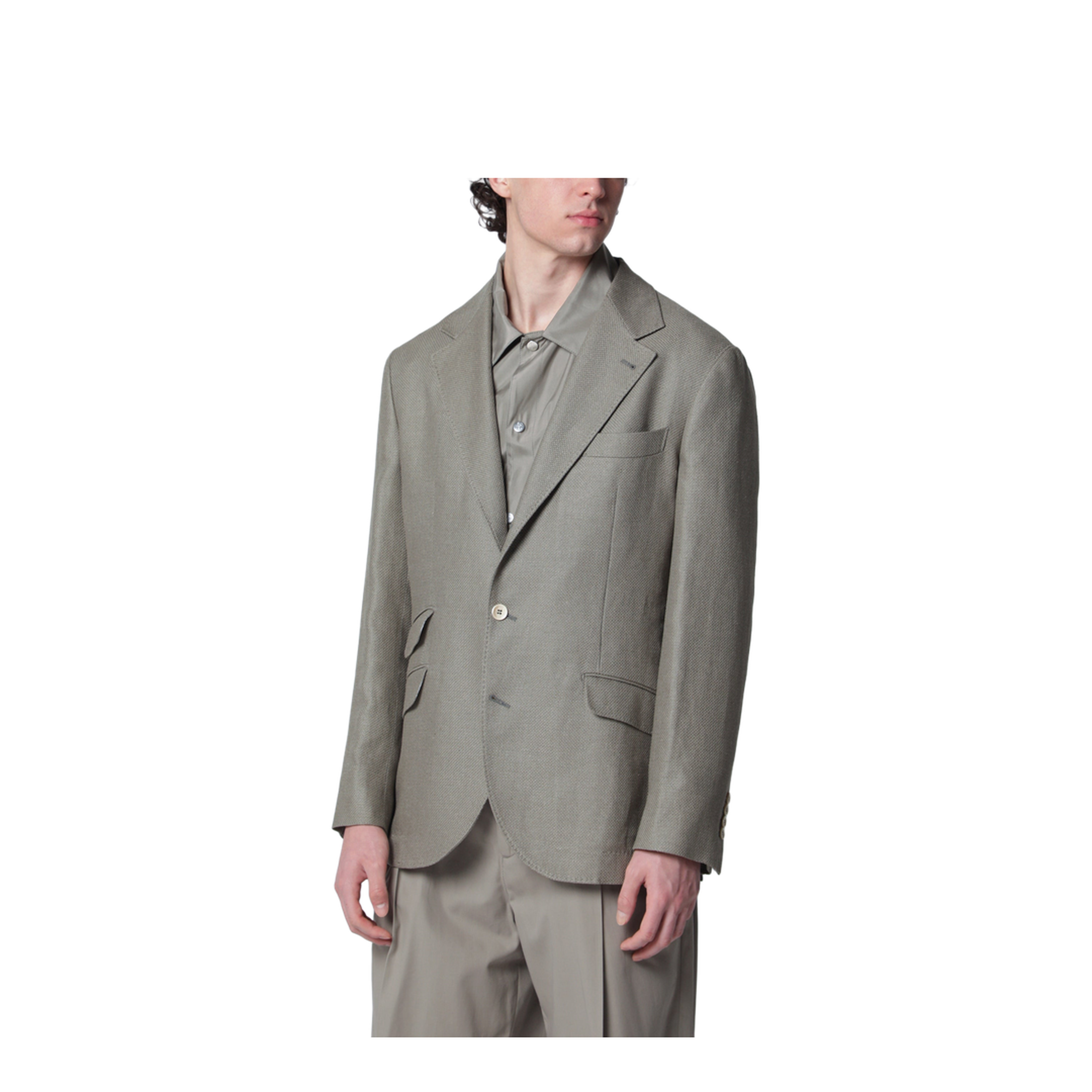 Deconstructed Cavallo Jacket In Khaki Silk Hopsack - Image 1