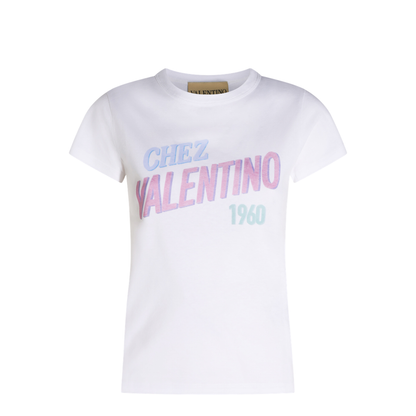 White Cotton T-Shirt With Logo Print - Image 1