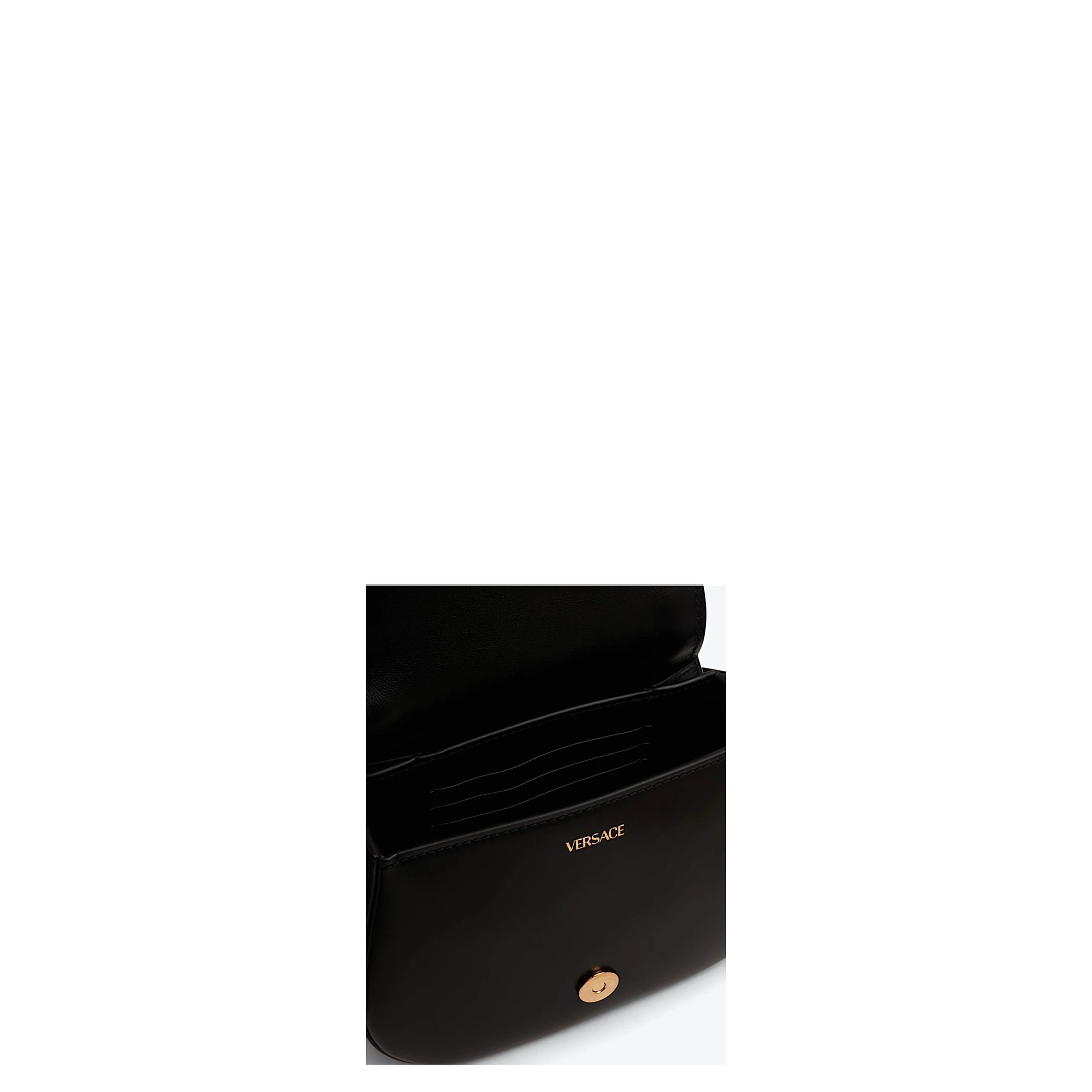 Versace La Greca Saddle Bag Leather Black - Image 3