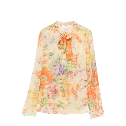 Printed Silk Blouse In Multi - Image 1