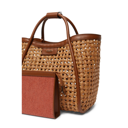 Marine Small Woven Nylon Tote - Beige - Image 3